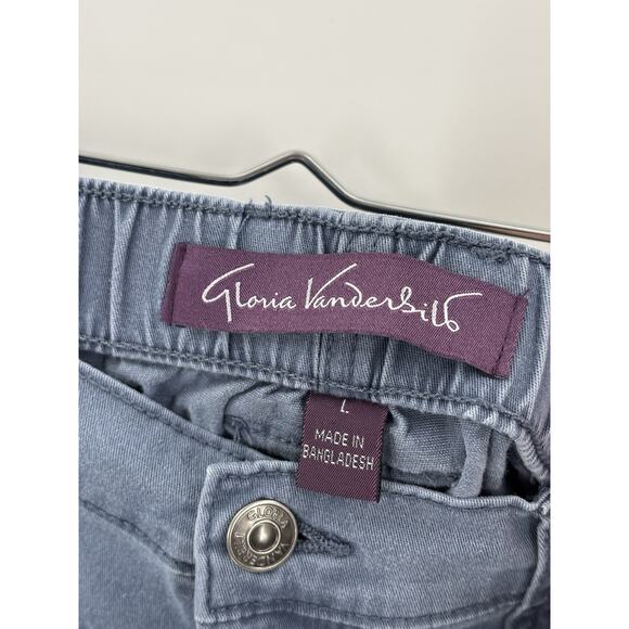 Gloria Vanderbilt Shorts Womens Large Blue Bermudas Cotton Pockets Stretch Waist - Picture 7 of 16